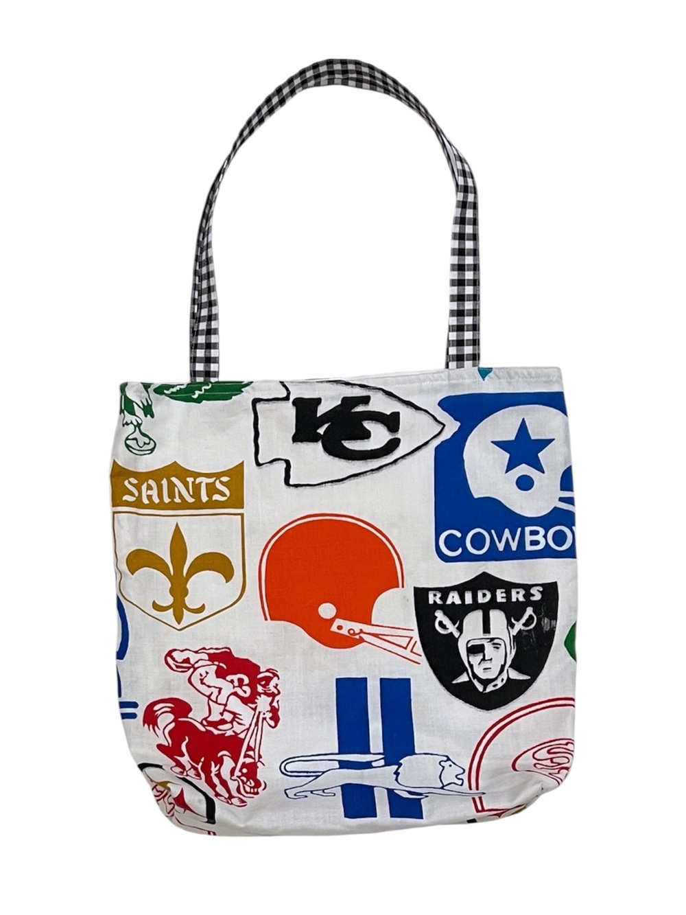Vintage NFL Team Logo Canvas Tote Bag Retro Football Handmade Handbag